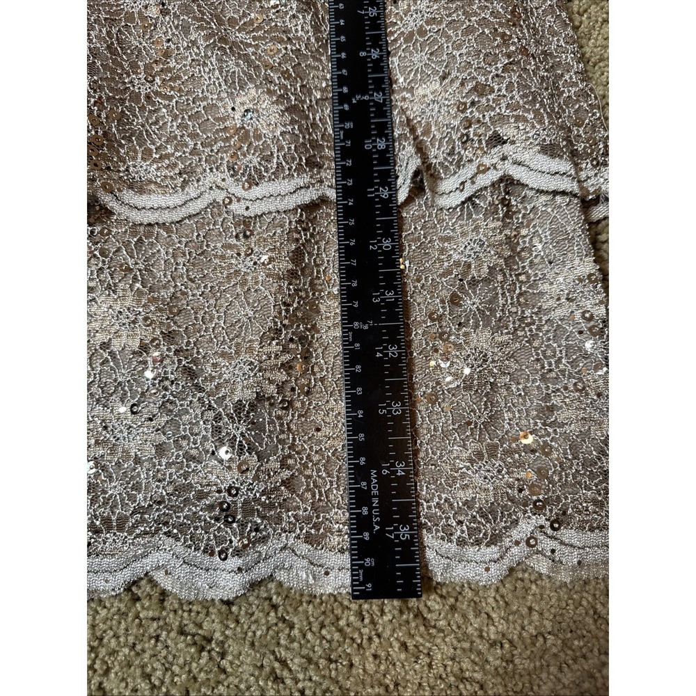 ALEX EVENINGS Lace Sequin Dress Size 16 Petite‎ Champagne Wedding MOB/MOG Event - Picture 9 of 12